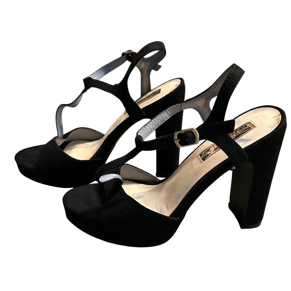 Olivia Miller Black Platform Block Heel Sandals – Size 8.5